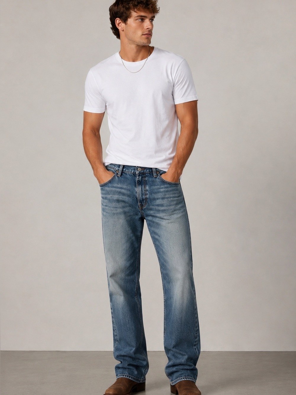 BKE Seth Jeans Men’s 34x32 Bootcut Medium Wash Distressed Denim
